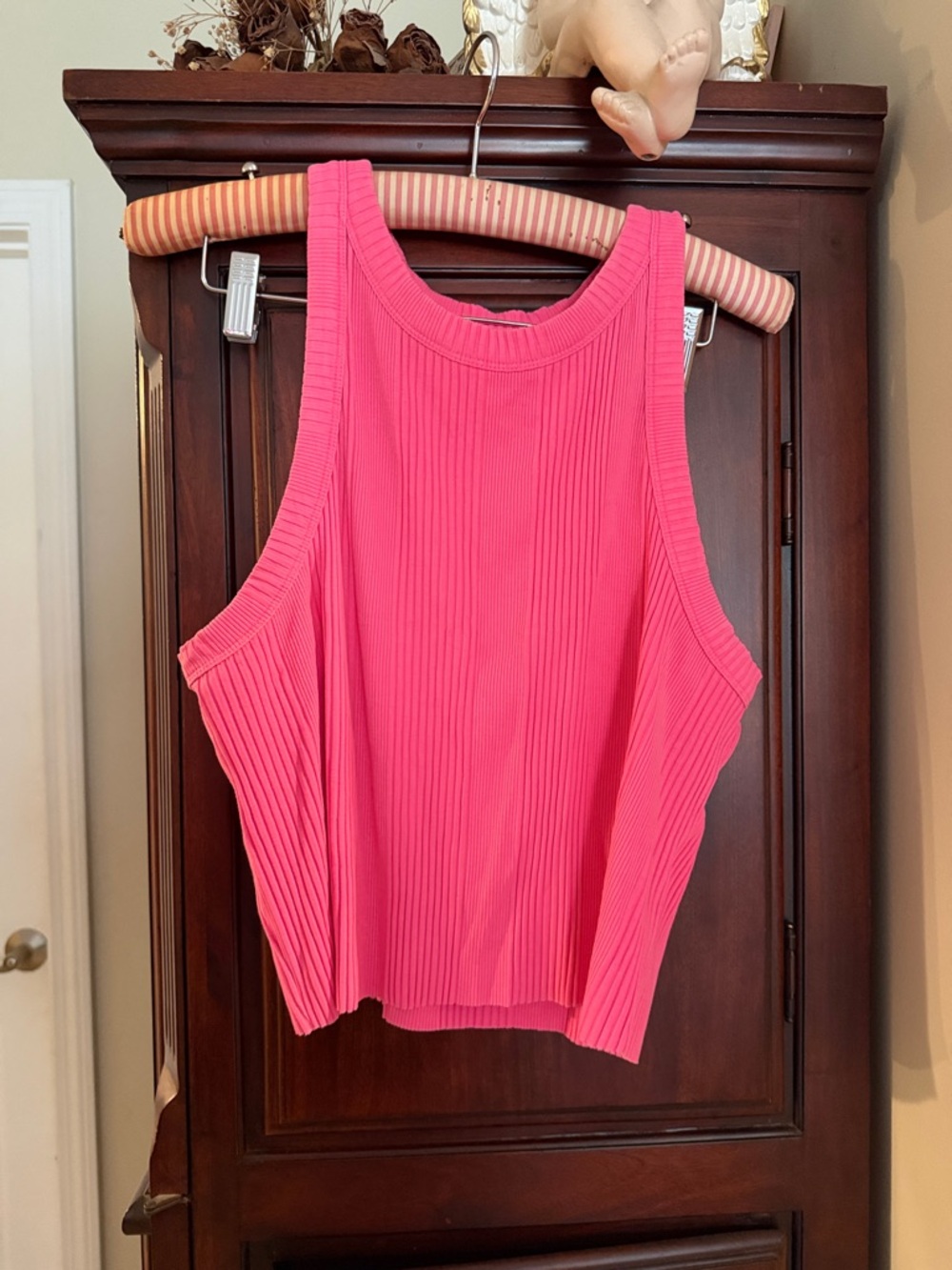 aerie Ribbed Tank Top in Hot Pink